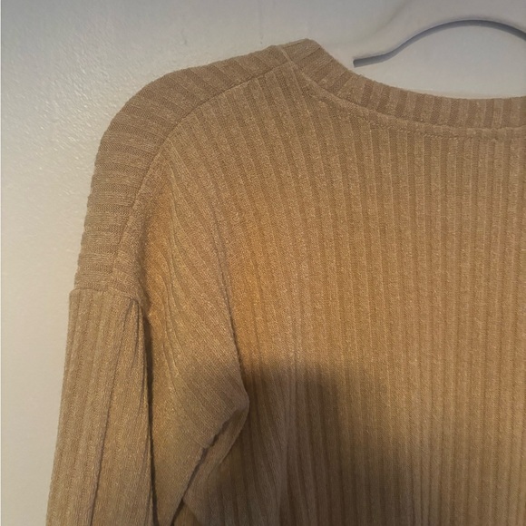 Aritzia Wilfred Free Rudko Cropped Long Sleeve Ribbed Sweater Small Tan Brown - Picture 5 of 6